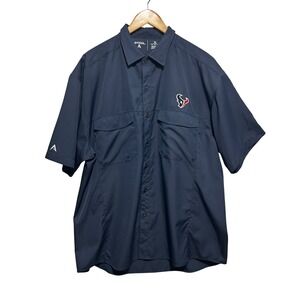 Houston Texans Logo Antigua Mens Button Up Shirt XL Navy  Performance Fishing